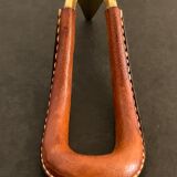 Carl Auböck pipe rack in leather and bronze, 1963