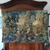 old tapestry with greenery and birds decoration