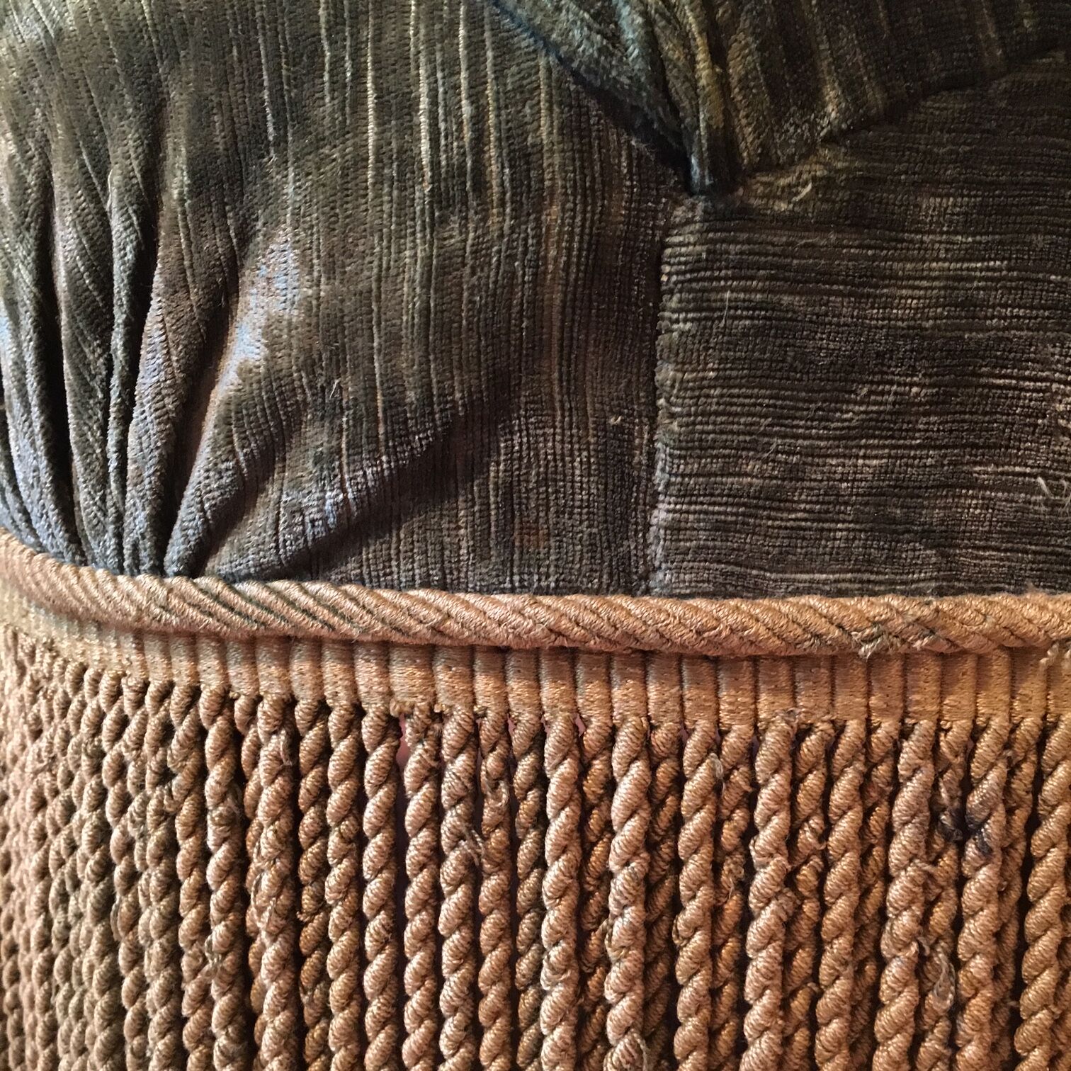 Olive green velvet toad armchair