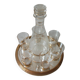 Old glass carafe liquor service with gilding vintage ice mirror tray