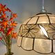 Vintage lampshade suspension in mother-of-pearl and brass