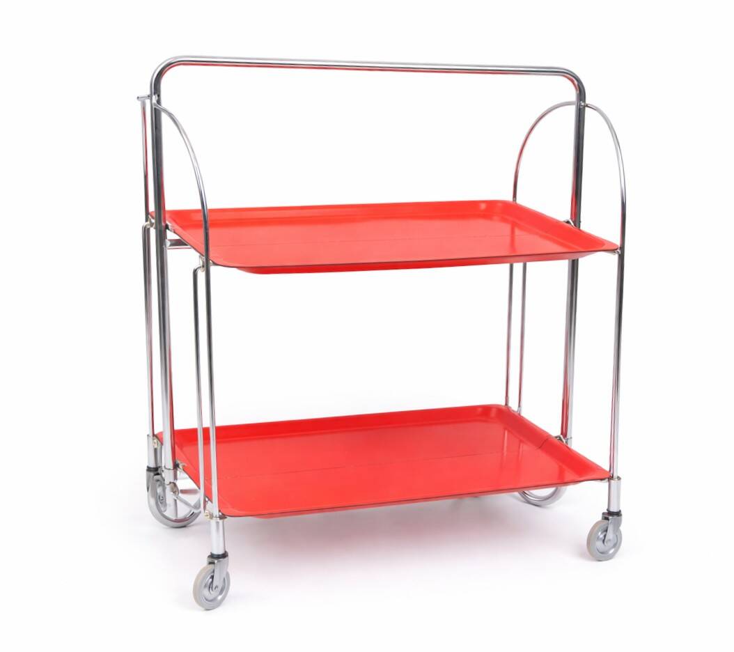 Table bar pliante en métal et panneau composite Dinett, rouge