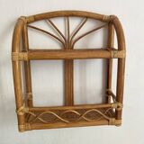 Vintage rattan wall shelf