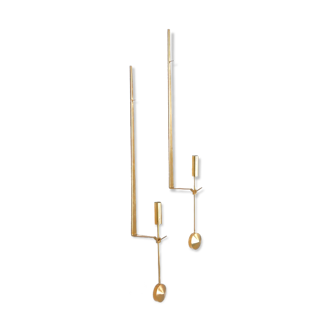 A pair of Pierre Forsell candle holders for Skultuna Sweden