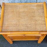 Pair of Maugrion bedside tables for Roche Bobois, bamboo, rattan 70s