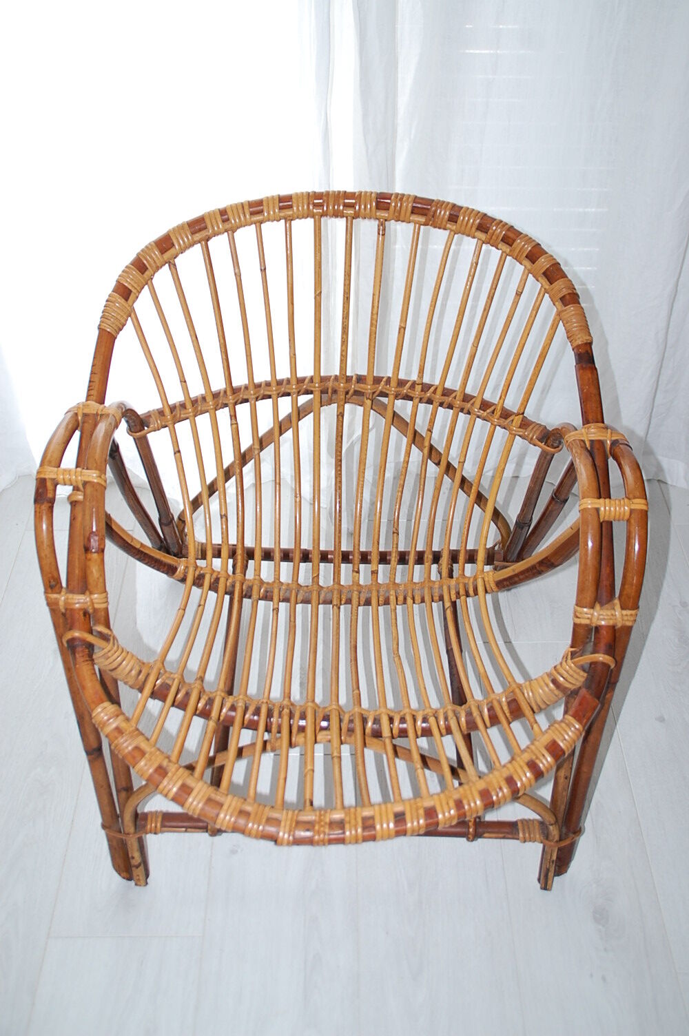 Armchair rattan basket 60s