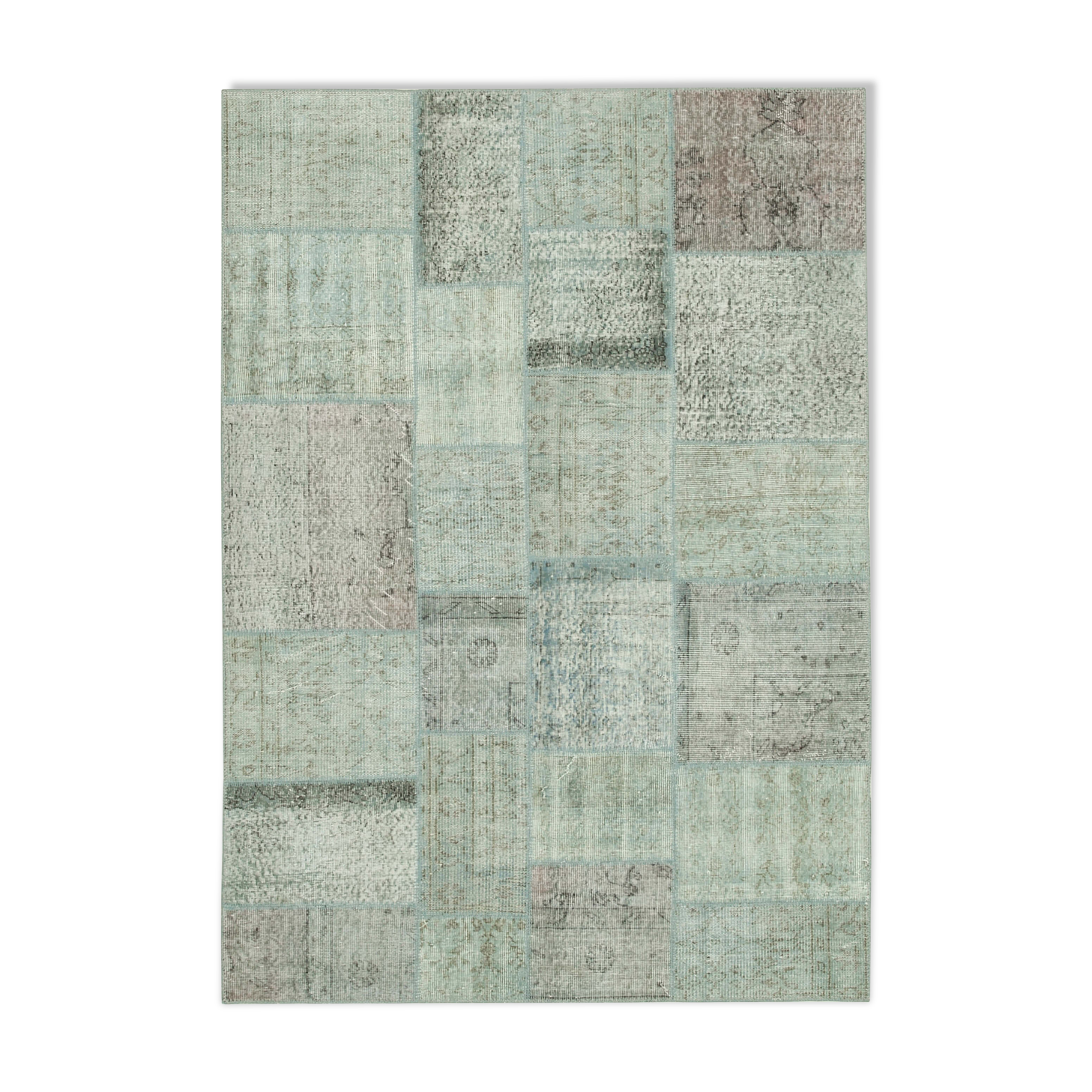 Hand-Knotted Anatolian Contemporary 170 cm x 240 cm Blue Patchwork Rug