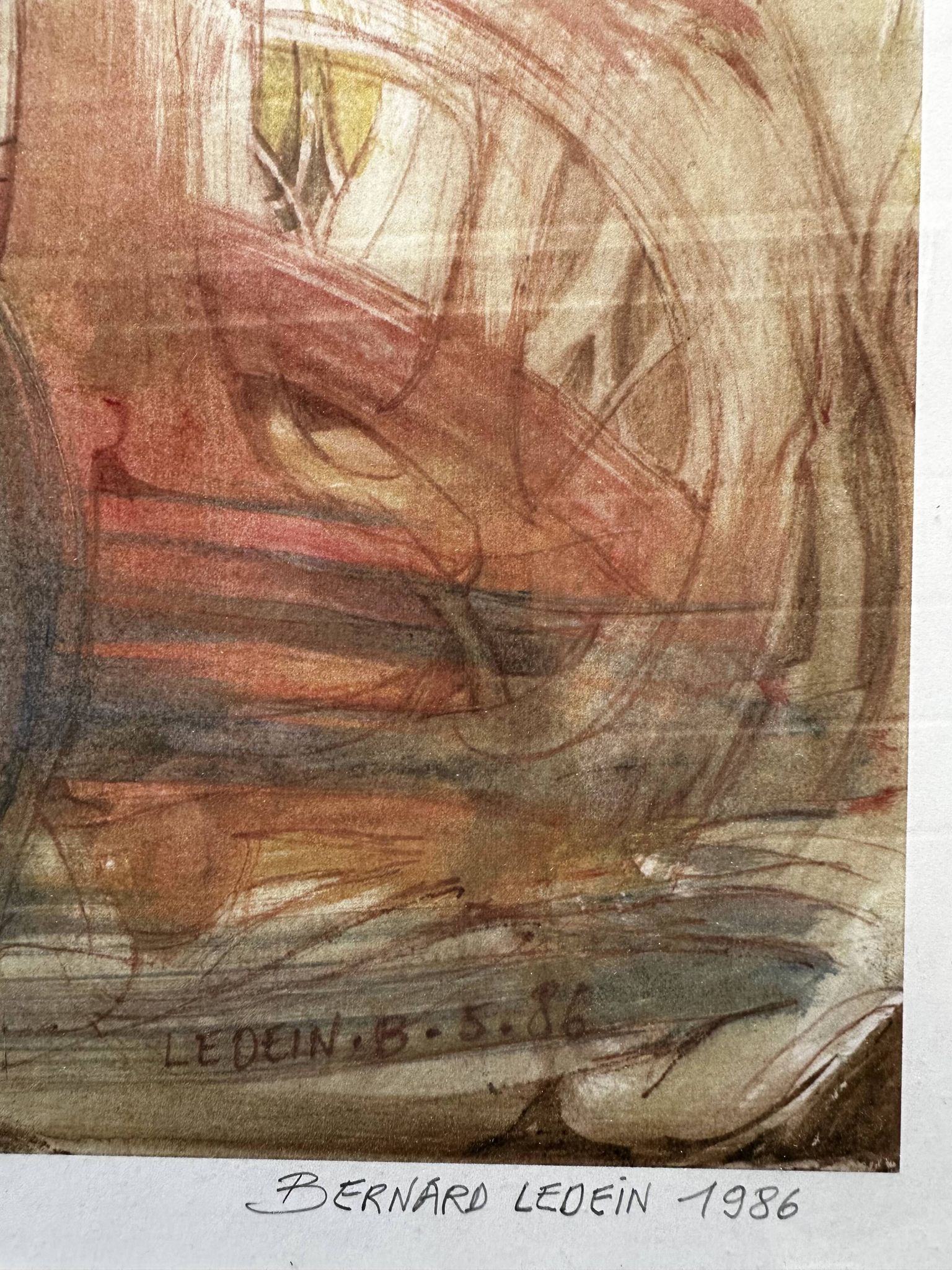 Lithographie 1/10 signée Bernard Ledein, 1986