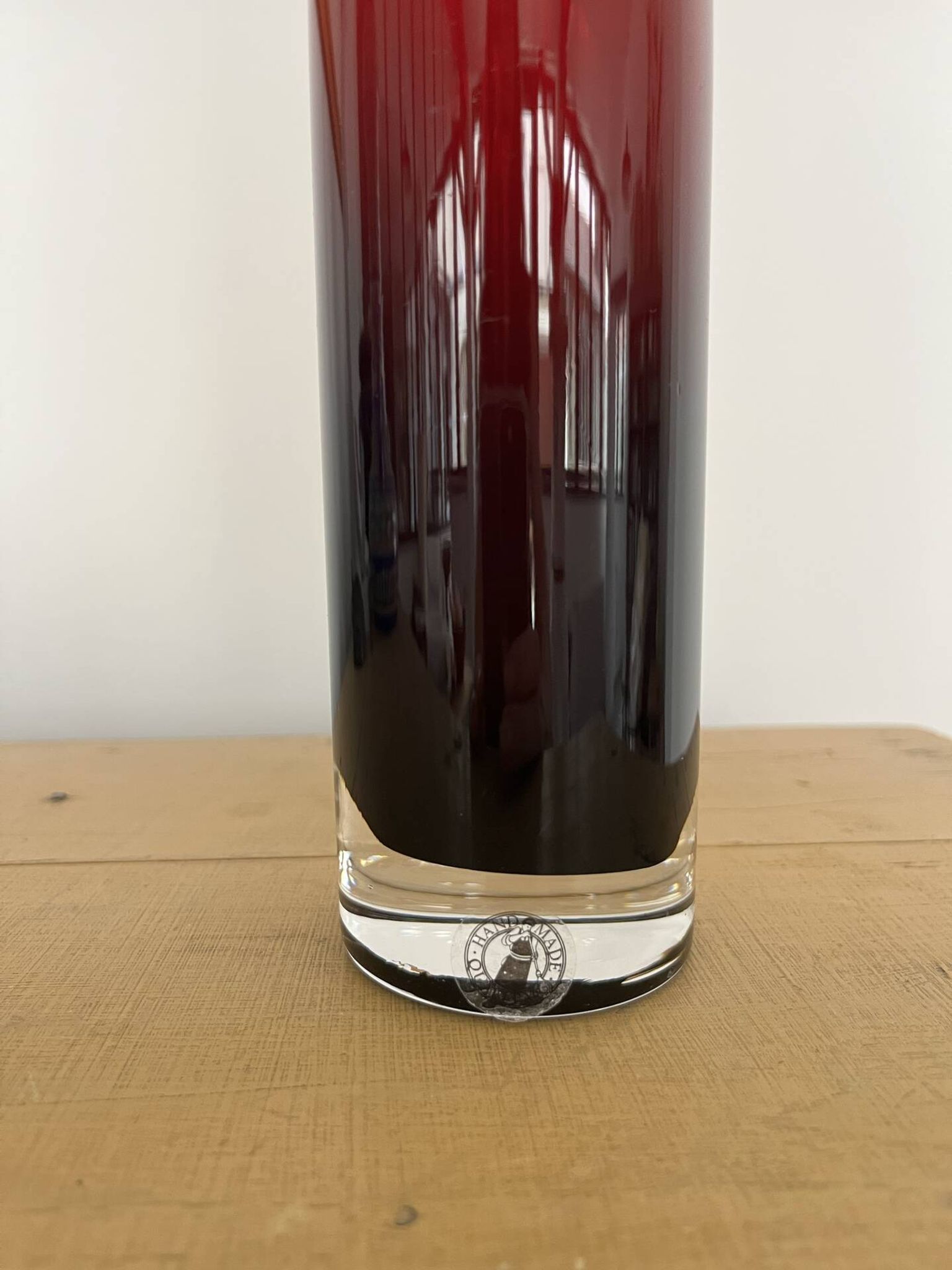 Large contemporary ruby red glass vase