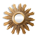 Vintage sunburst mirror in wood and gold resin, 1960s–70s