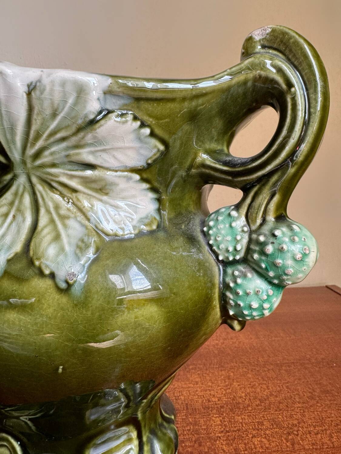 Old Art Nouveau majolica planter