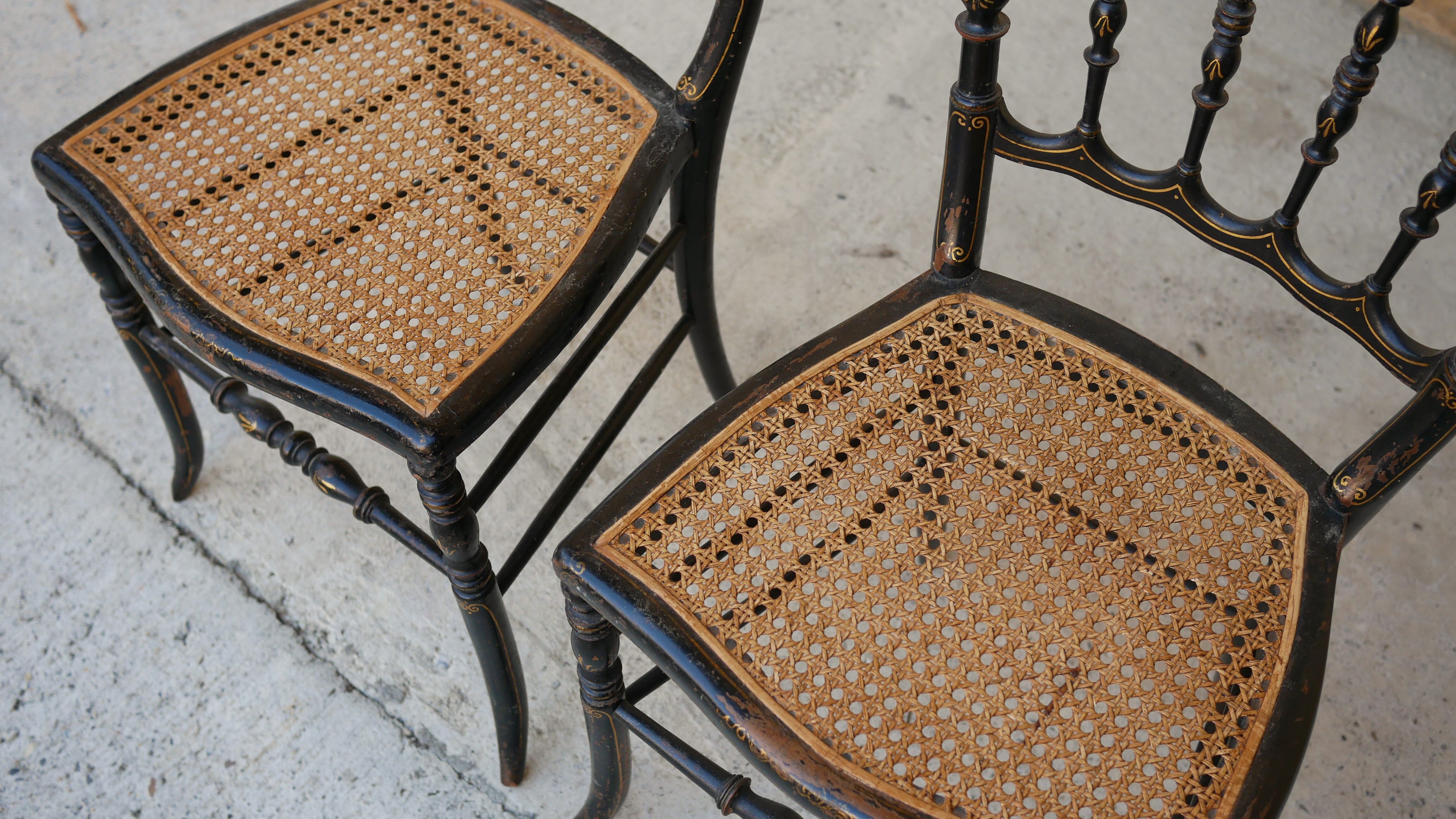 Napoleon III wooden and canning chair, 1920s