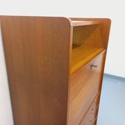 Vintage oak secretary storage furniture from the 1950s and 60s.