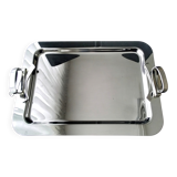 Shiny stainless steel serving platter 41.5 x 30.5 cm
