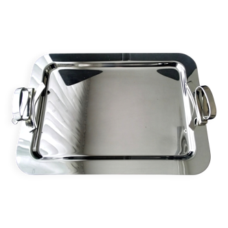 Shiny stainless steel serving platter 41.5 x 30.5 cm