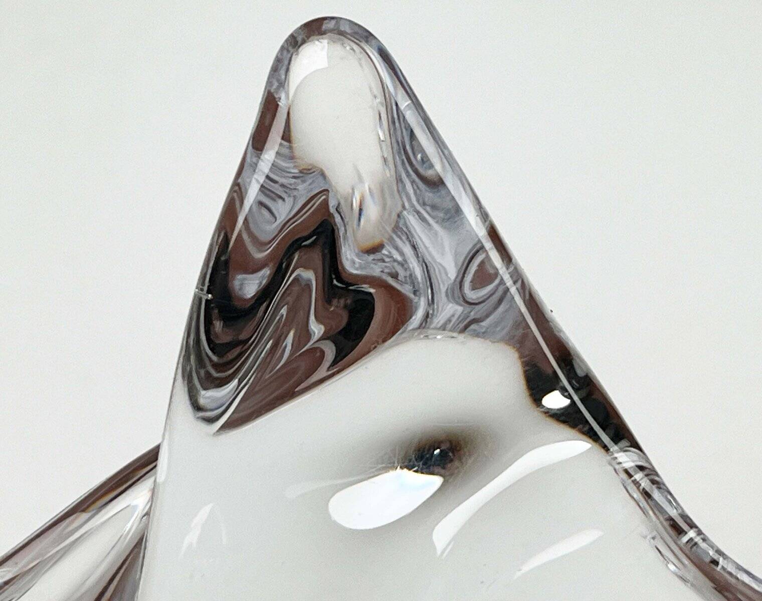 Large Modern Crystal Glass Fruit Bowl from the Mid-Century by Art Vannes, France, 1960s