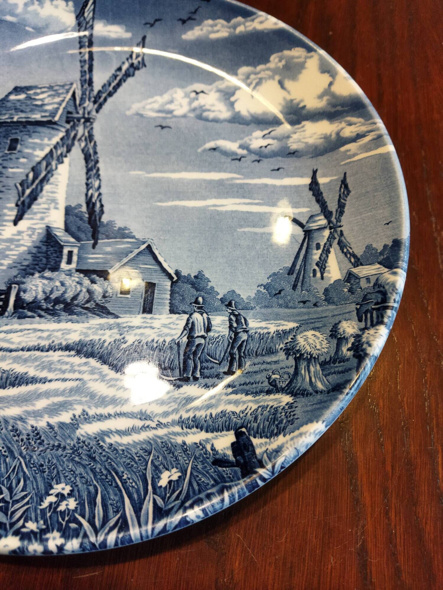 8 blue & white dinner plates (Royal Tudor Gien Lunéville Ceraminter)