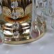 Massive Belgium vintage table lamp, brass and Murano beads