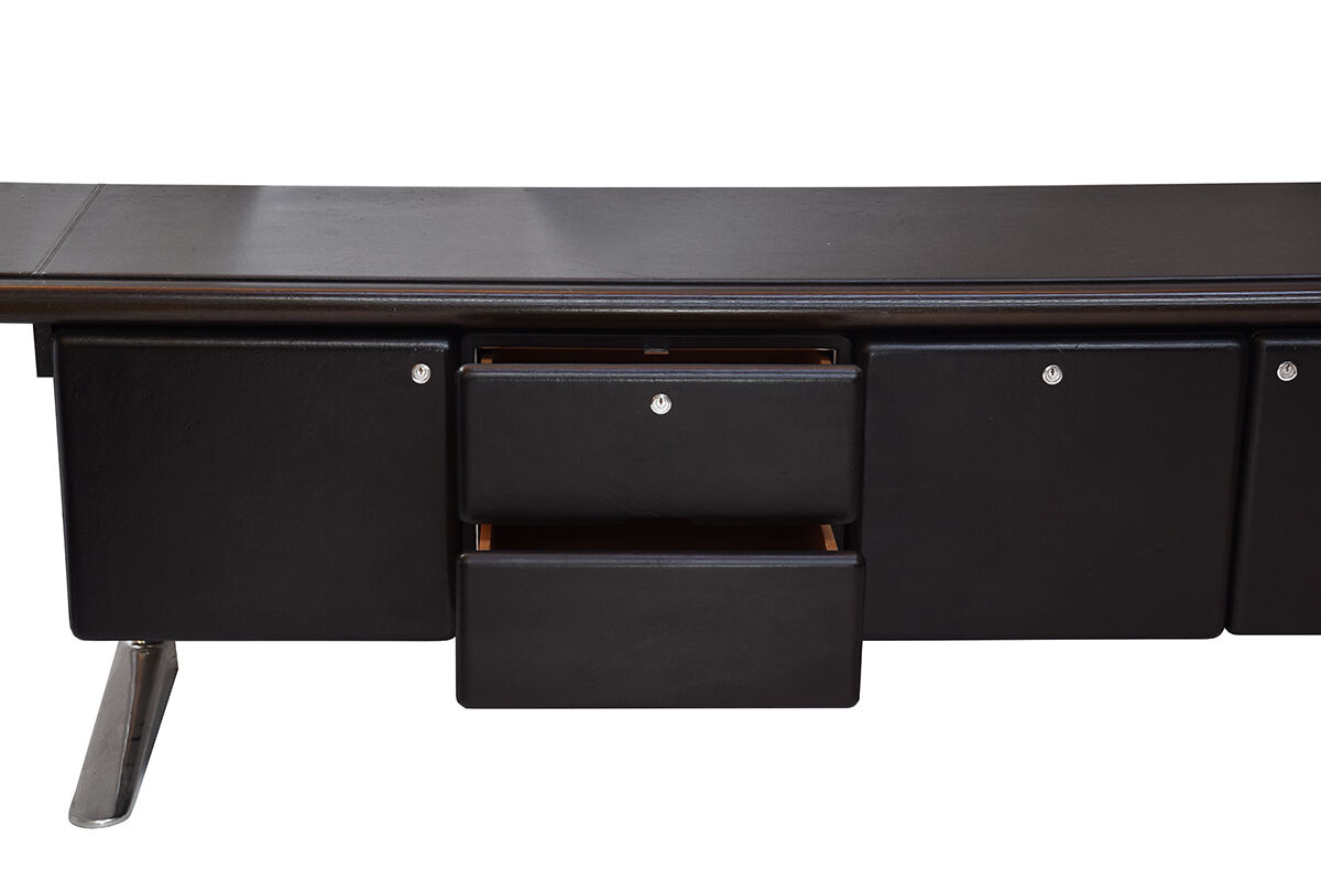Black leather sideboard by Warren Platner for Knoll international, 1970s