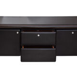 Black leather sideboard by Warren Platner for Knoll international, 1970s