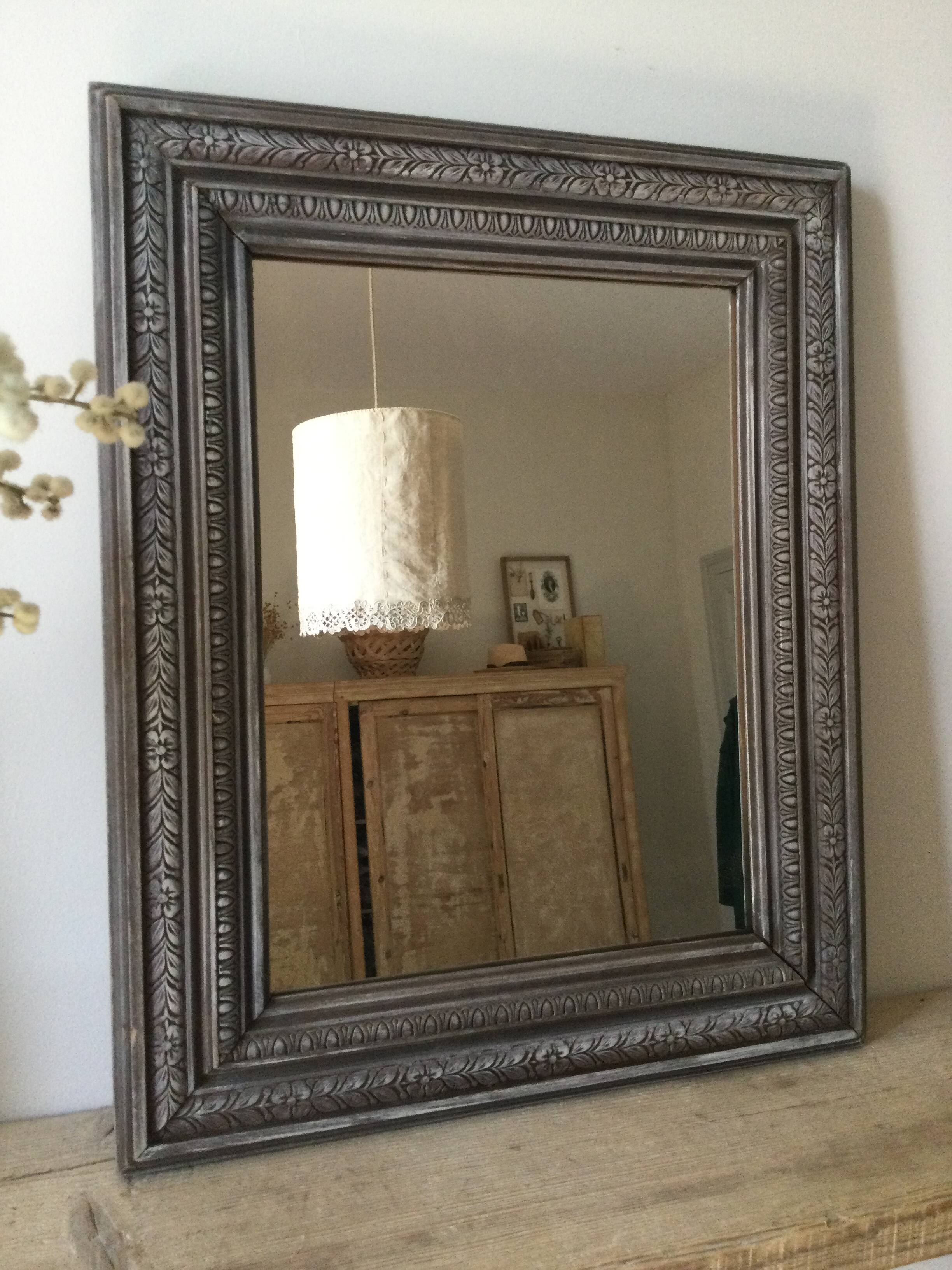 Antique patinated wood mirror