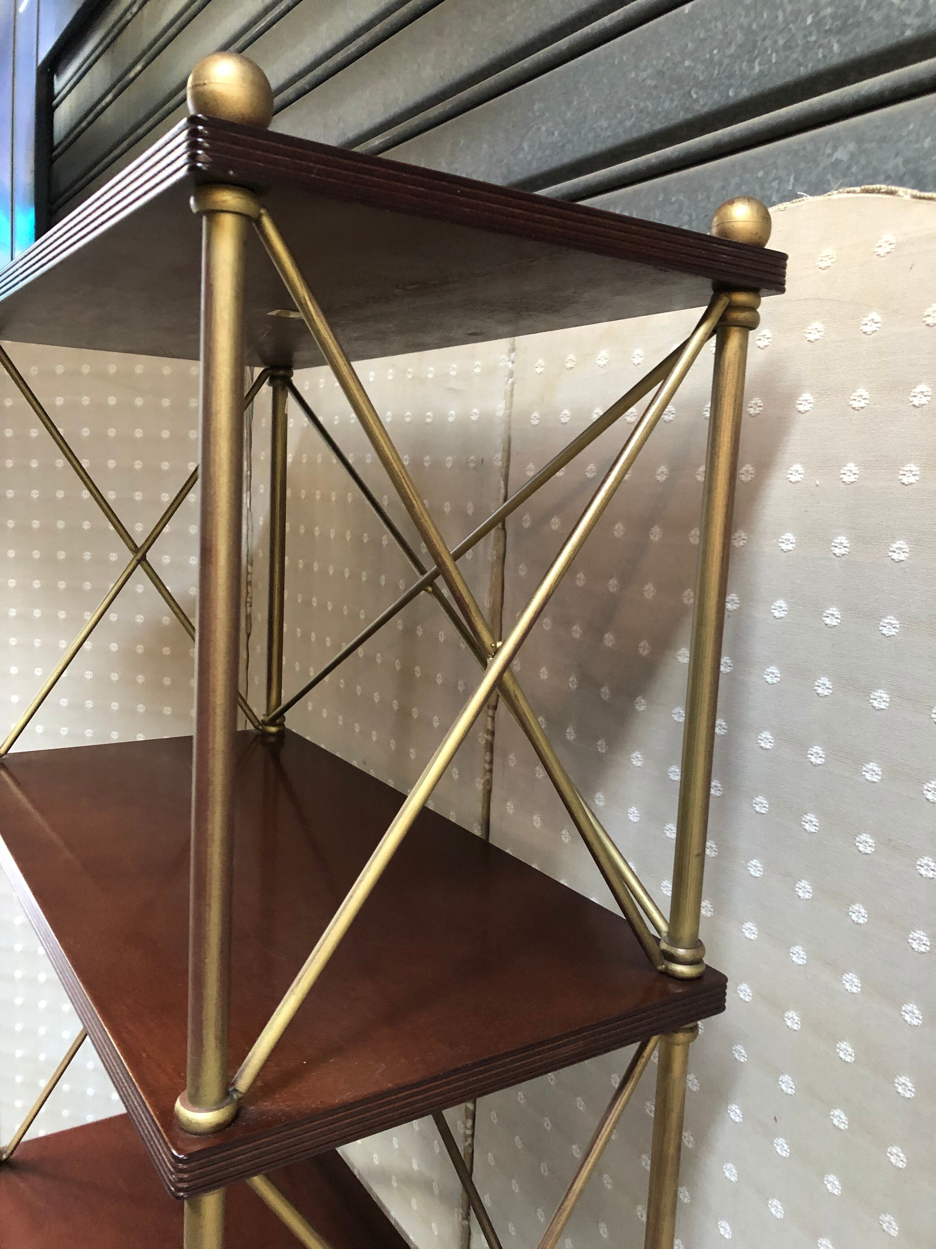Mahogany and gold metal shelf