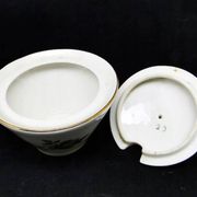 Art Nouveau sugar bowl, cream ceramics, Ćmielów, Poland, 1960s