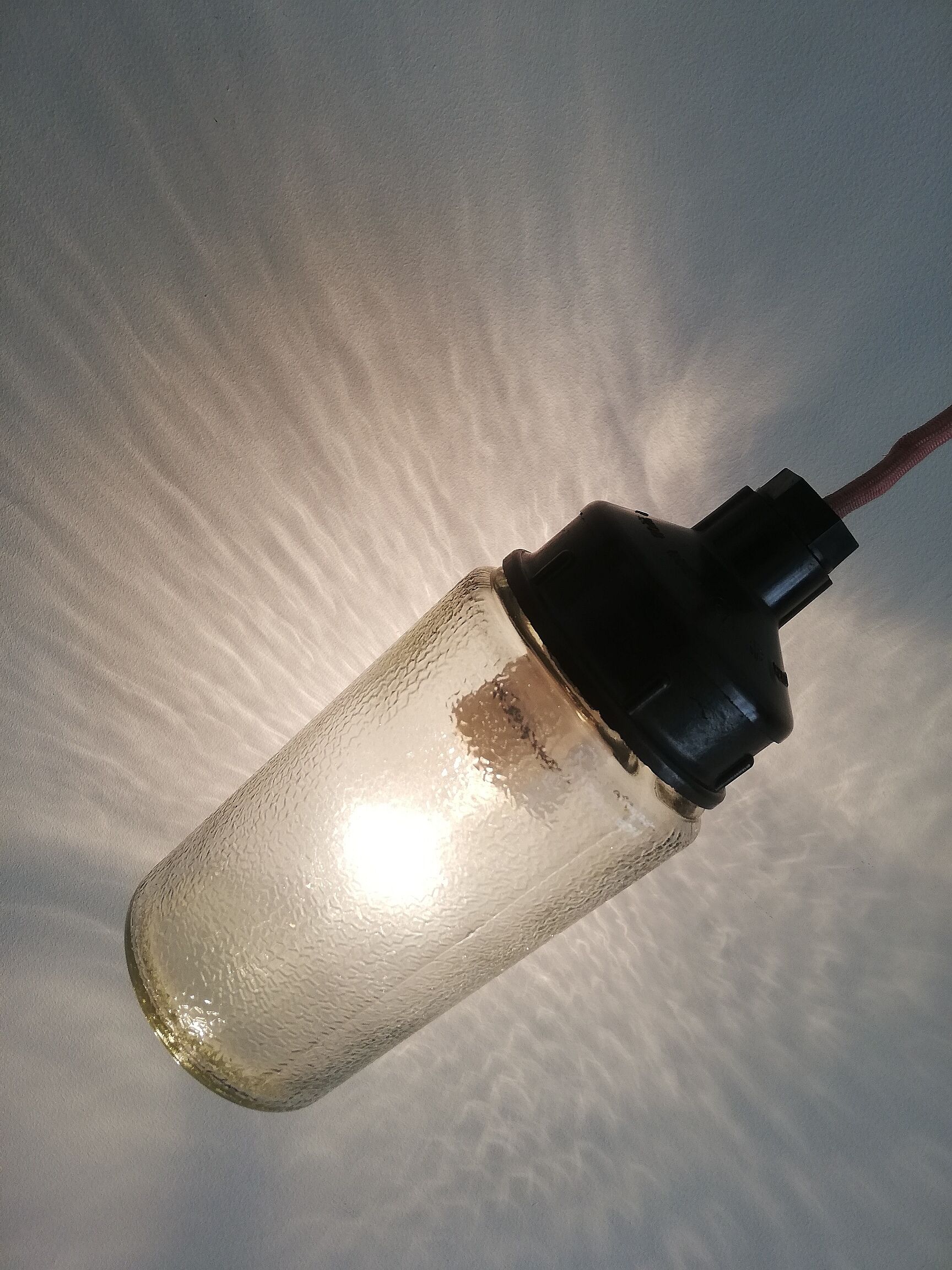 1990s Russian Soviet glass mason jar table lamp lantern Industrial