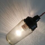 1990s Russian Soviet glass mason jar table lamp lantern Industrial