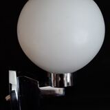 Wall lamp chrome and globe in frosted glass - 80s