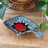 Vintage Ceramic Trinket Dish, Studio Pottery Vallauris Style, Red Grey Blue