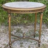 Table de milieu bois doré et marbre du début XXème siècle