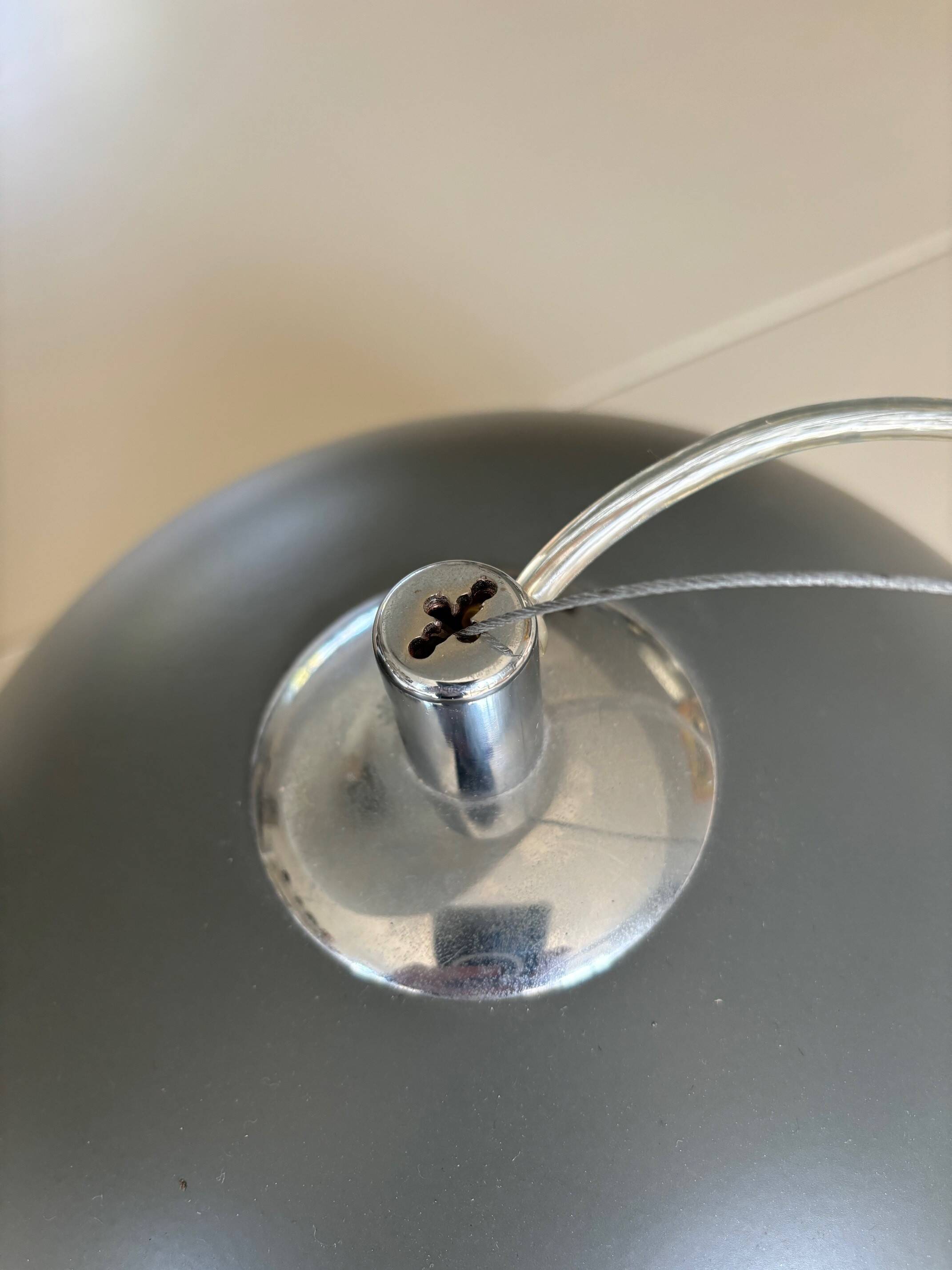 2 round metal pendant lights, Sweden 1980s