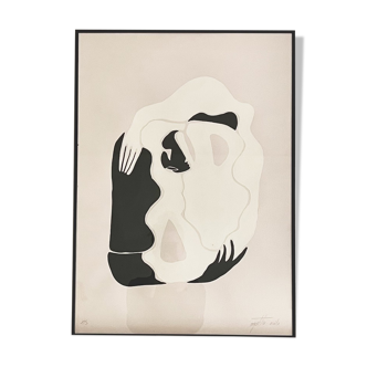 Acrylique et encre de chine, "Le nid des murmures 02", 2022, en édition limitée par Atelier Agapé