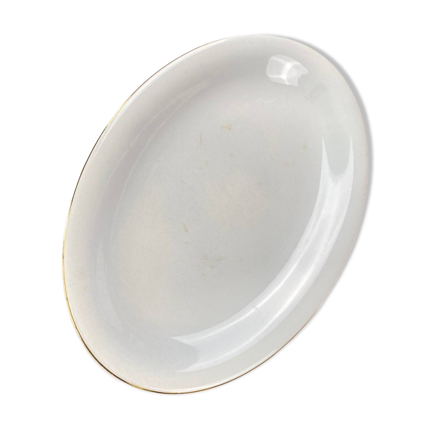 Large white opaque porcelain dish from Salins