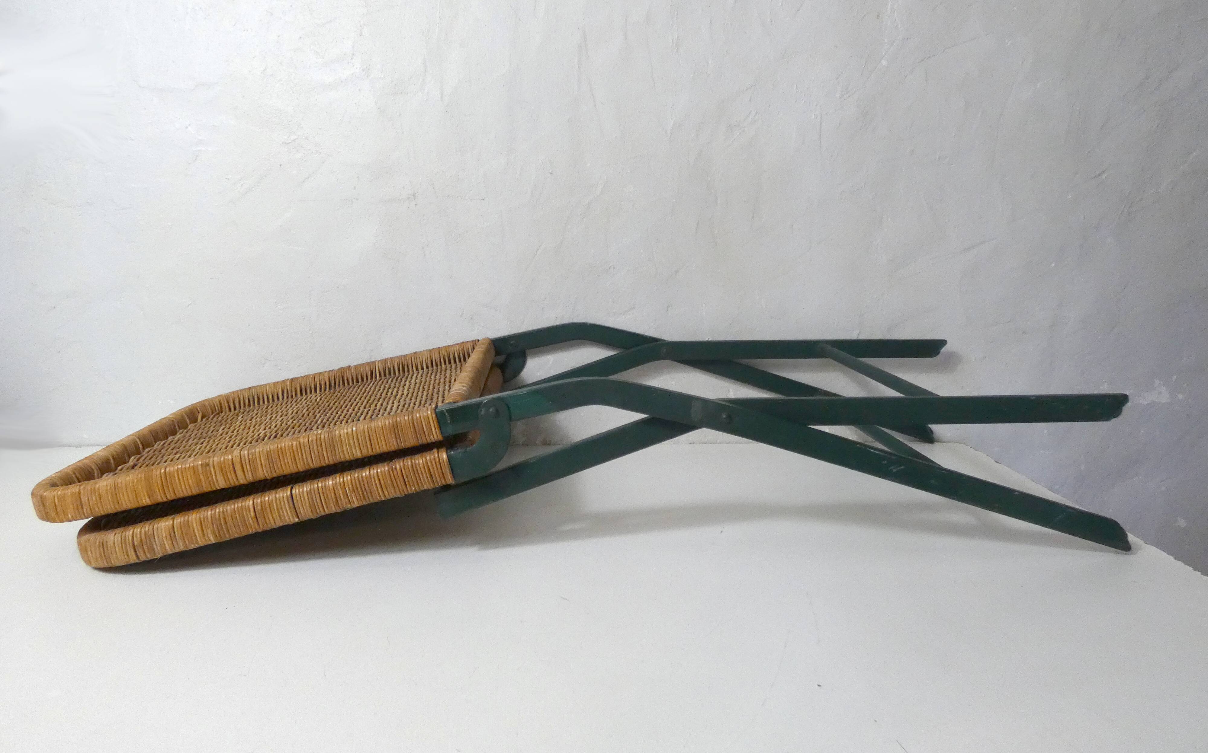 vintage rattan and metal folding chair