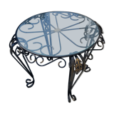 Wrought iron and glass round table