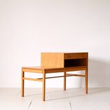 Scandinavian oak bench with drawer