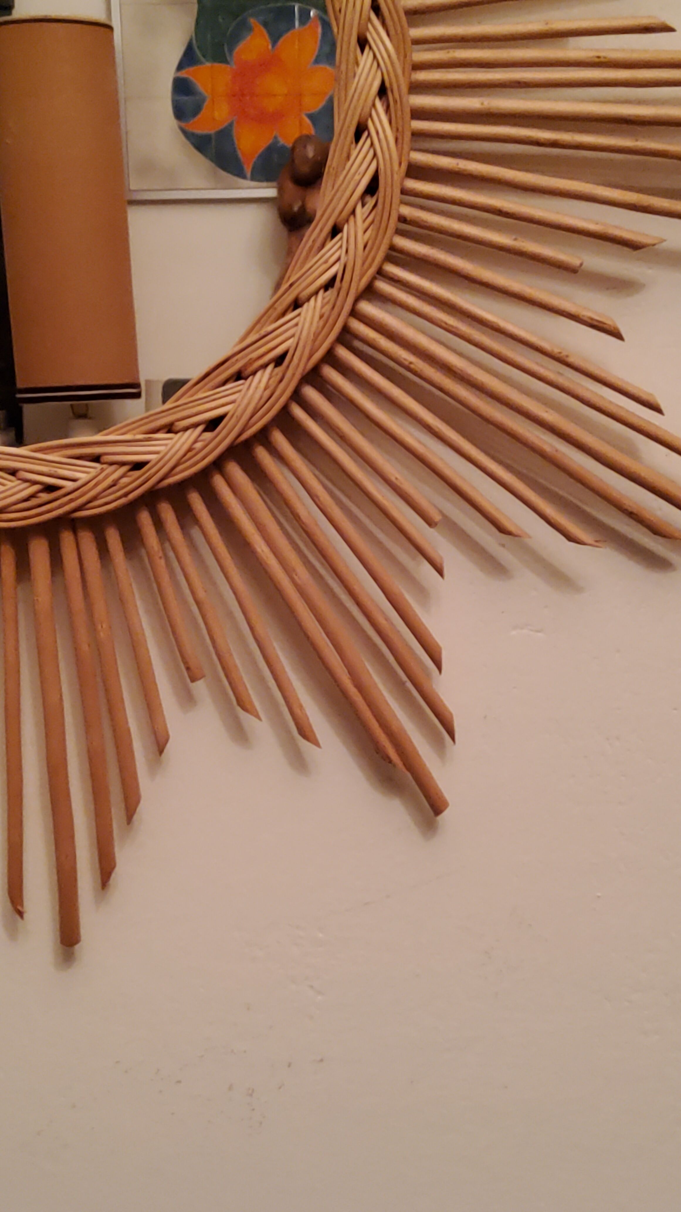 Rattan sun mirror from the 70s
