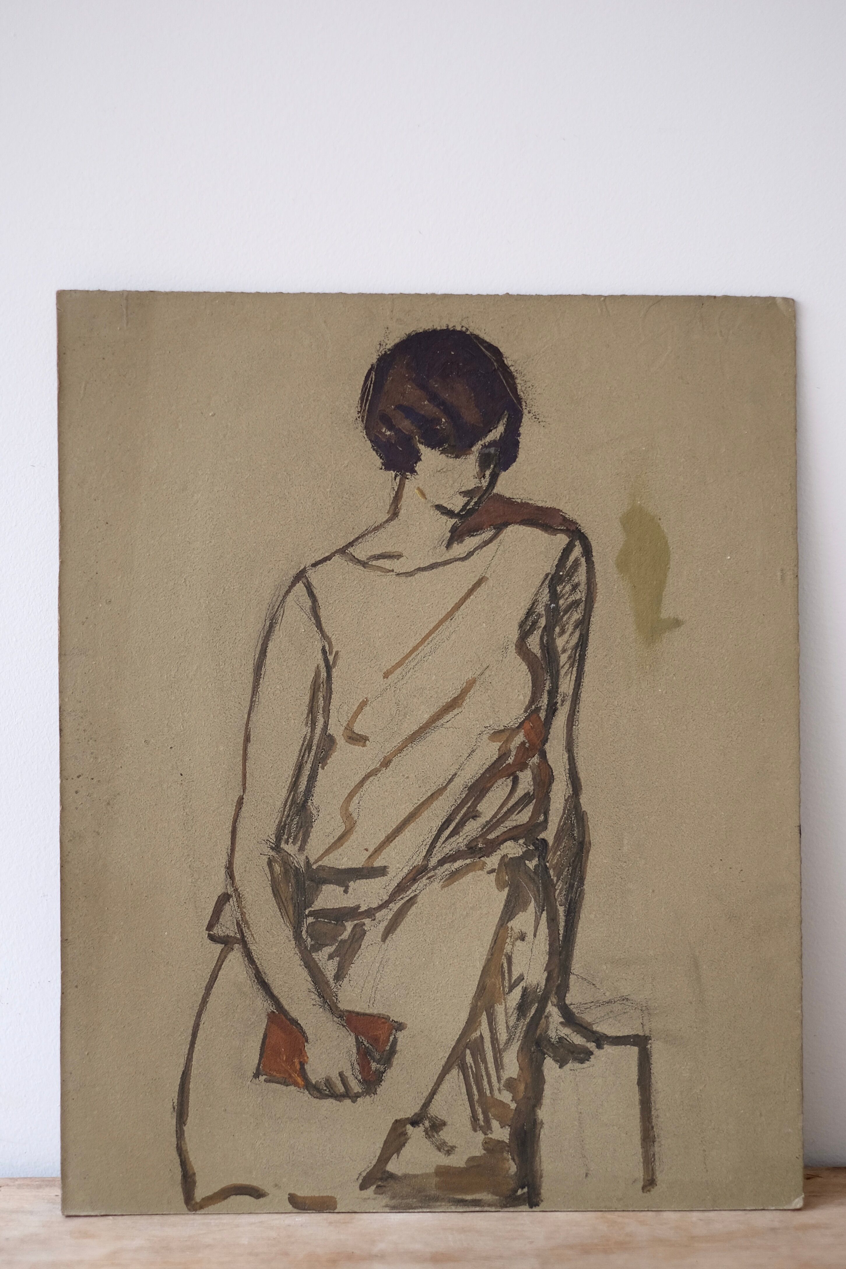 Portrait painting sketch woman on the 2 sides