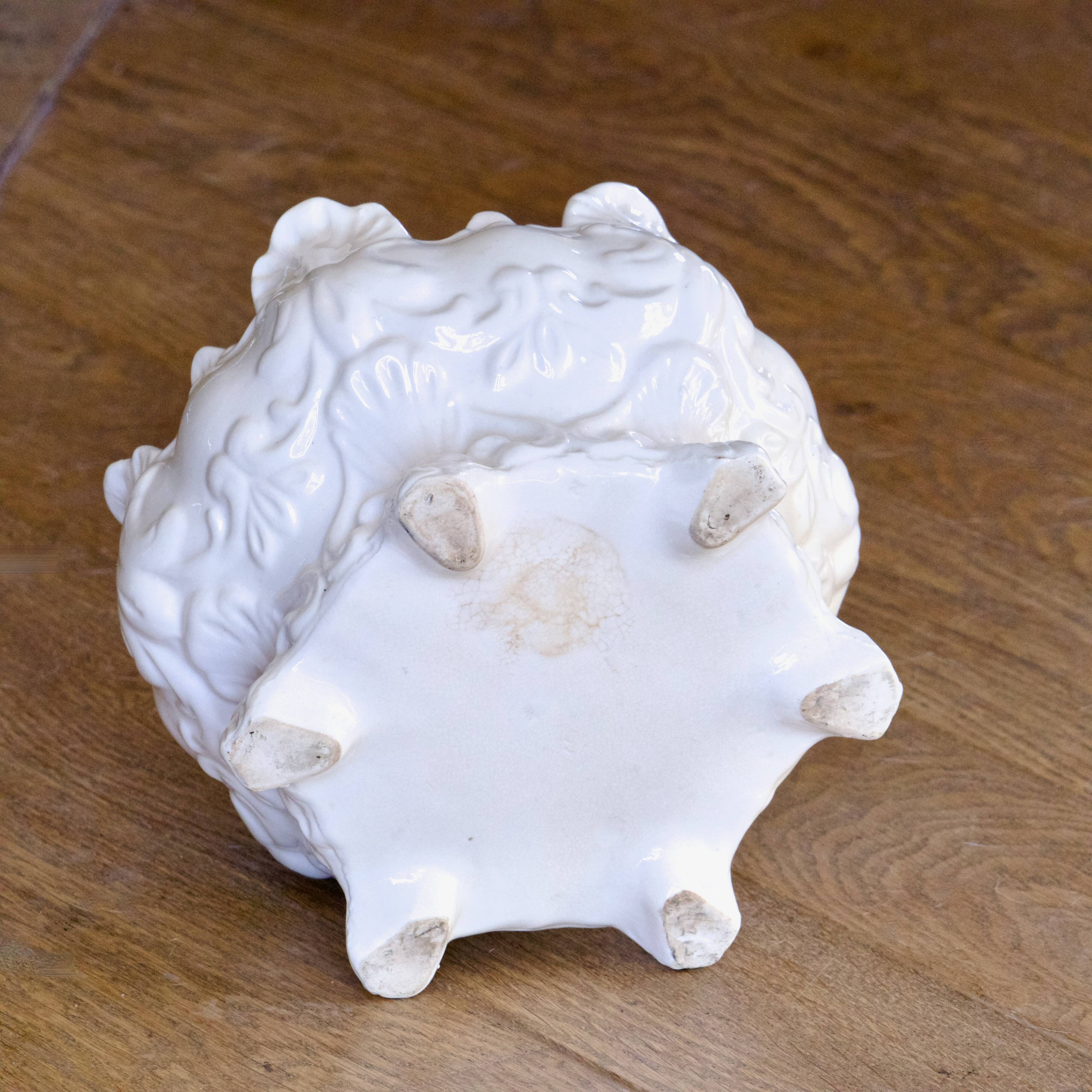 Antique cachepot, 19th century, 1873, in earthenware with baroque decoration