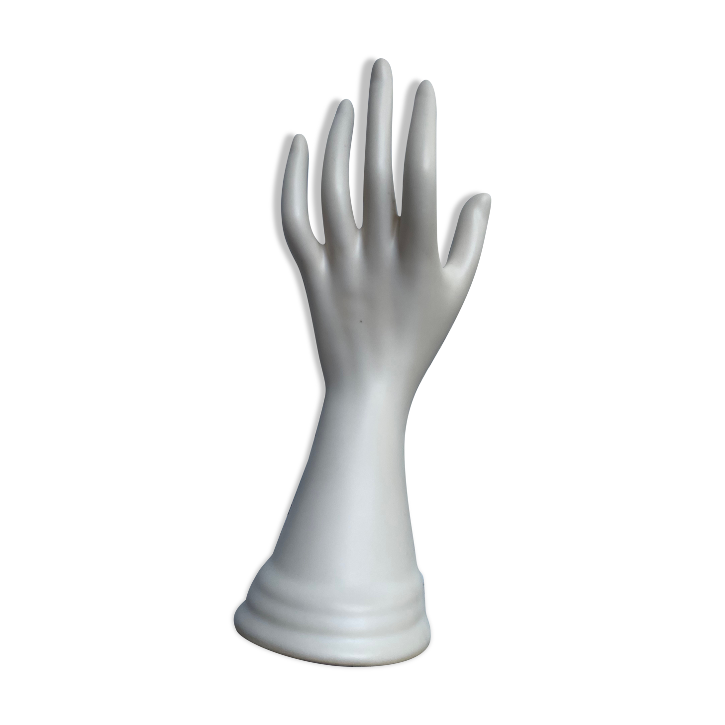 Hand white ceramic baguier H16