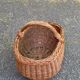 Round oval basket in rattan and woven wicker with handle