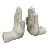 Pair of ceramic hand bookends from the 70s