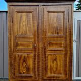 18th century Franc Comtoise wardrobe, lacquered in faux wood