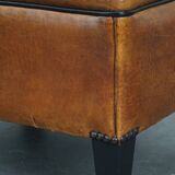Large square sheepskin leather ottoman