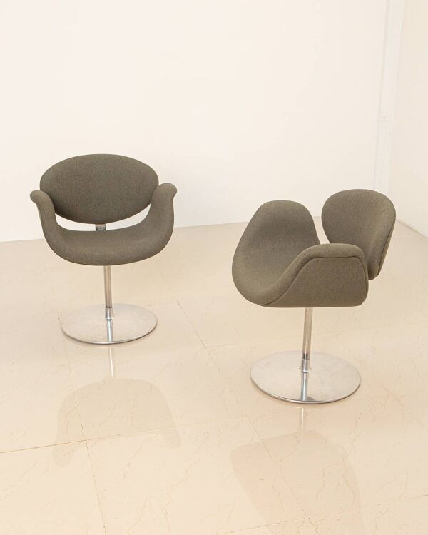 Paire de fauteuils ''Little Tulip'' gris de Pierre Paulin pour Artifort 80's