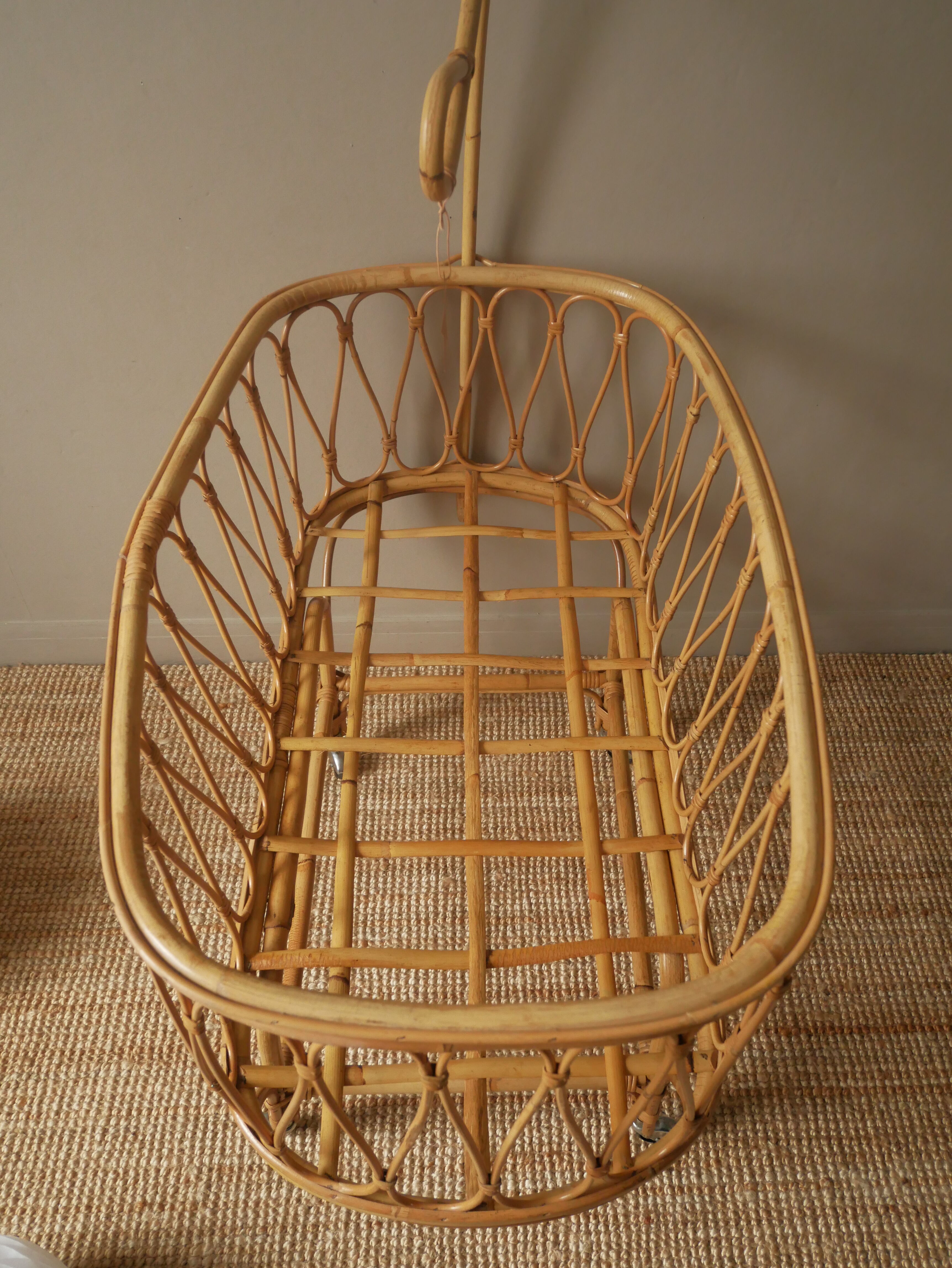 Vintage rattan crib Scandinavian decoration
