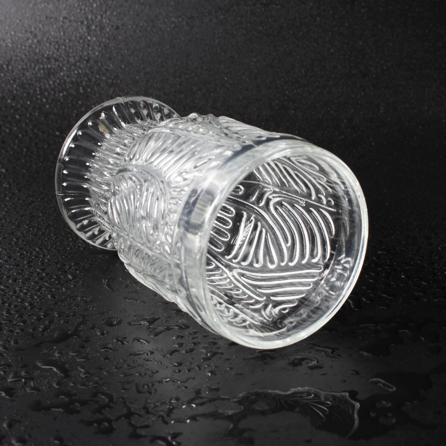 Set of 6 Mid-century Rare Pressed Glass Glasses / Libochovice / 1981