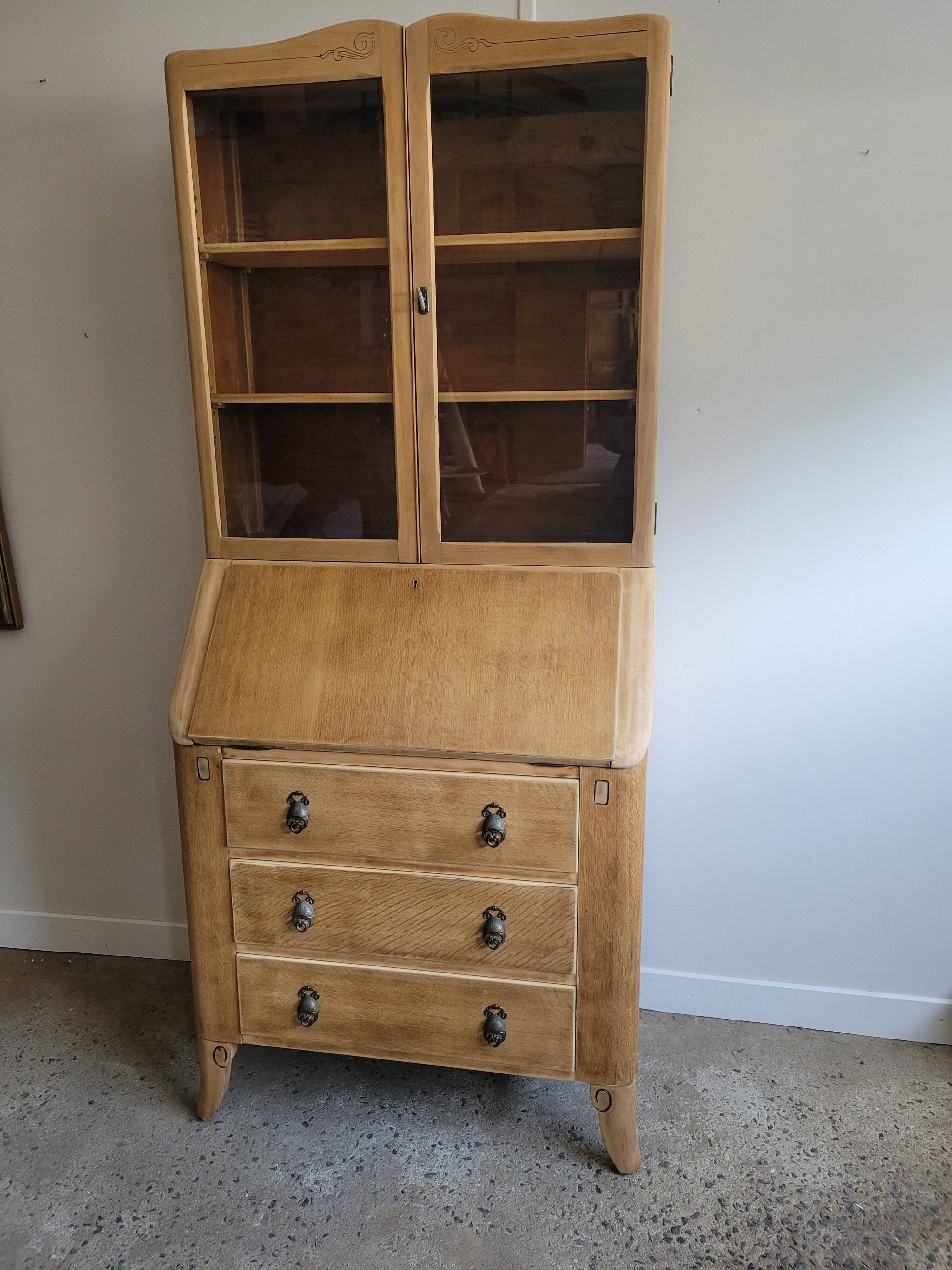 Antique English secretary display cabinet